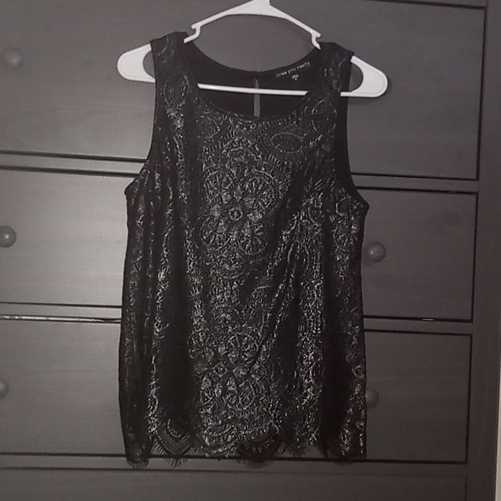 Black Lacey Silver Foil Top